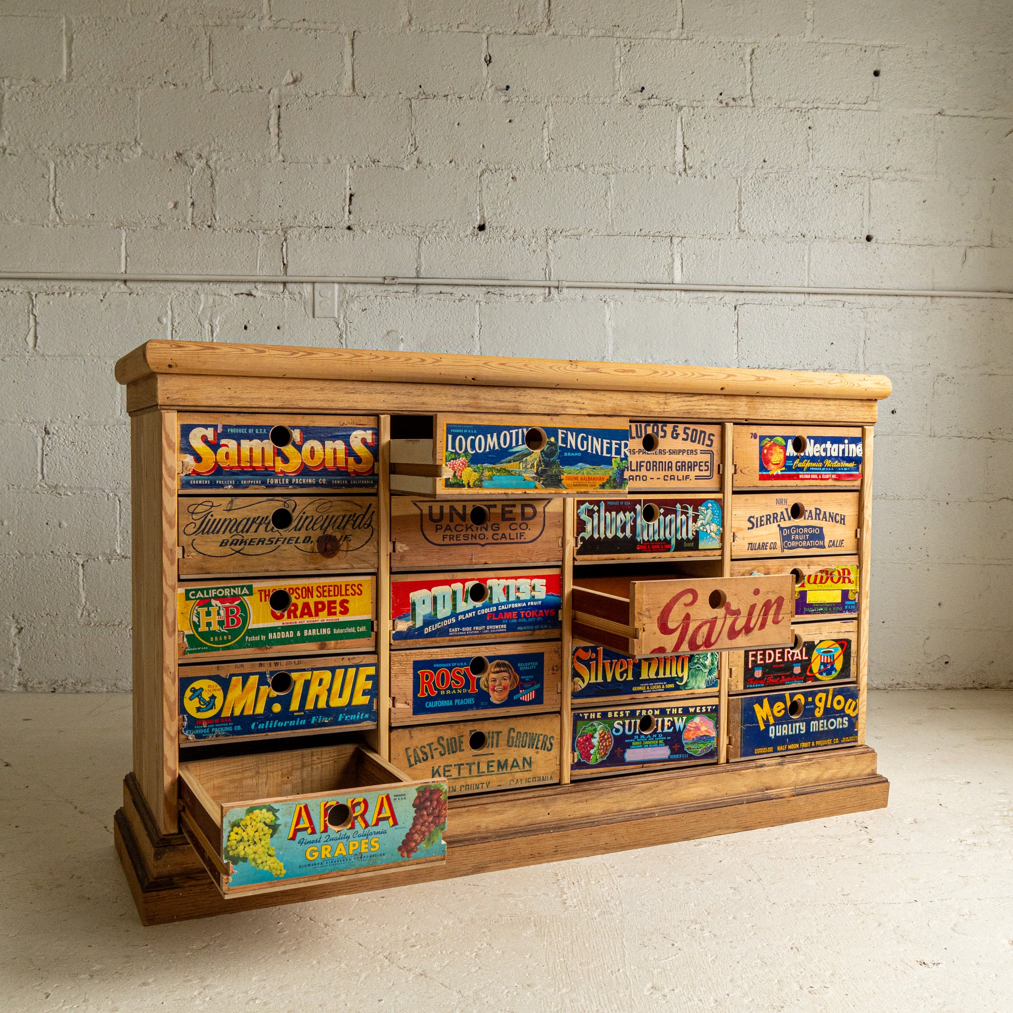 fruit crate apothecary cabinet 3 full  view reclaimed wood