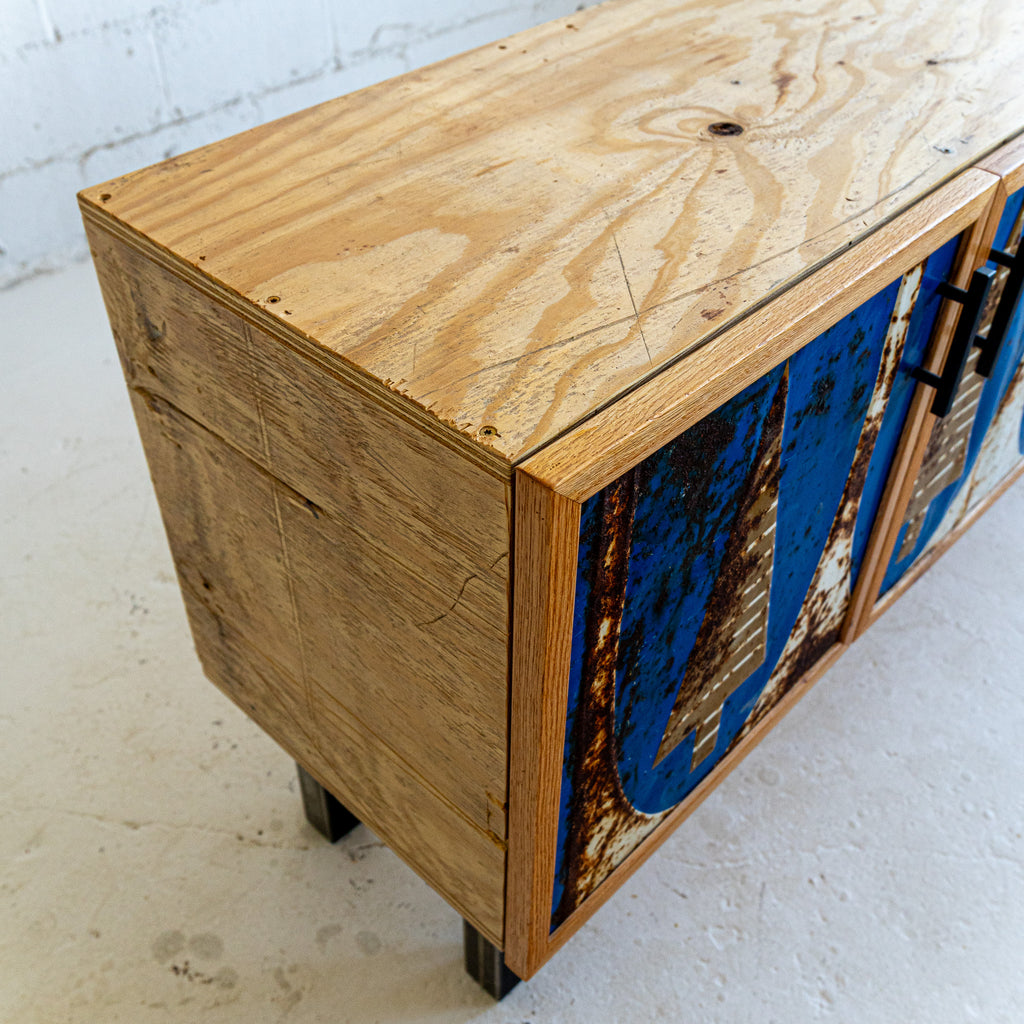Hamm's credenza 2 top view reclaimed wood