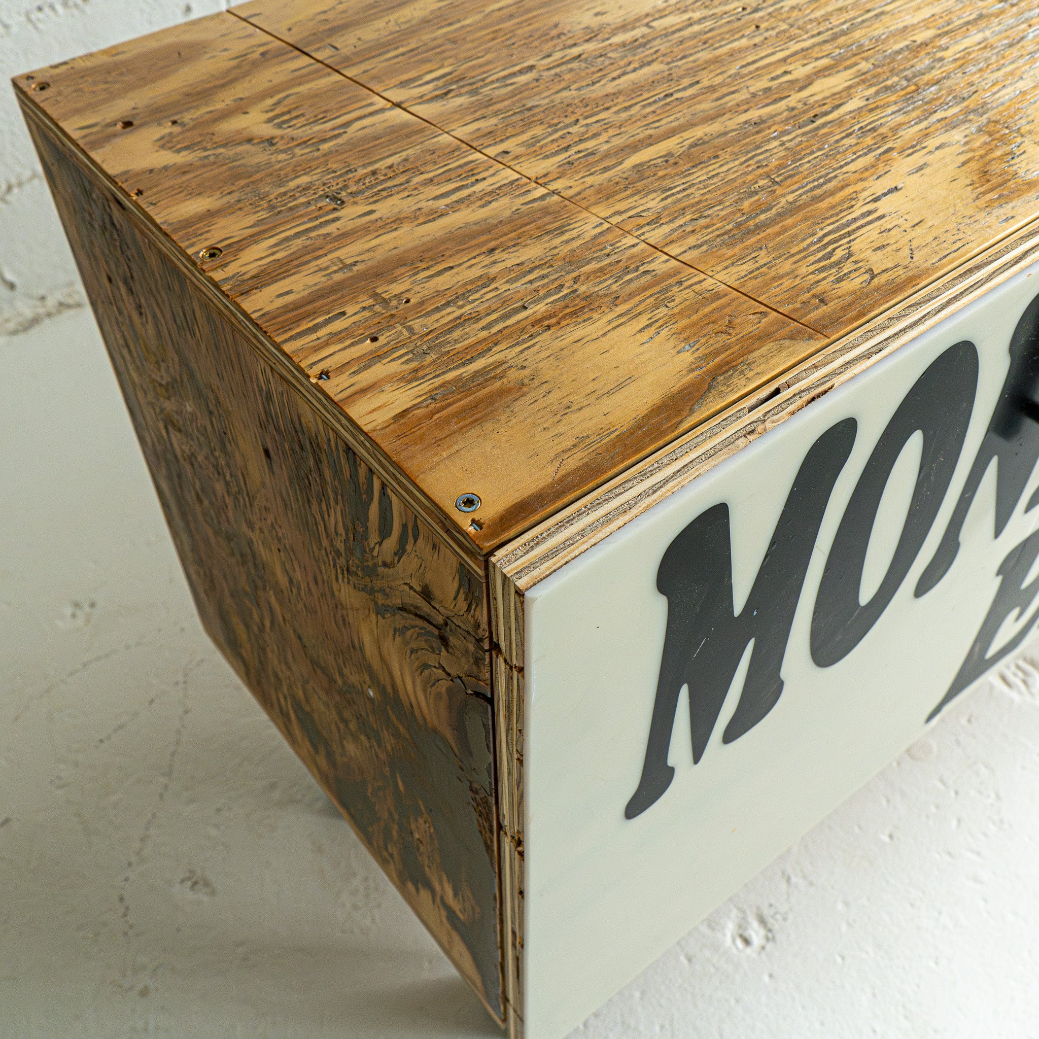 money order credenza top view reclaimed wood