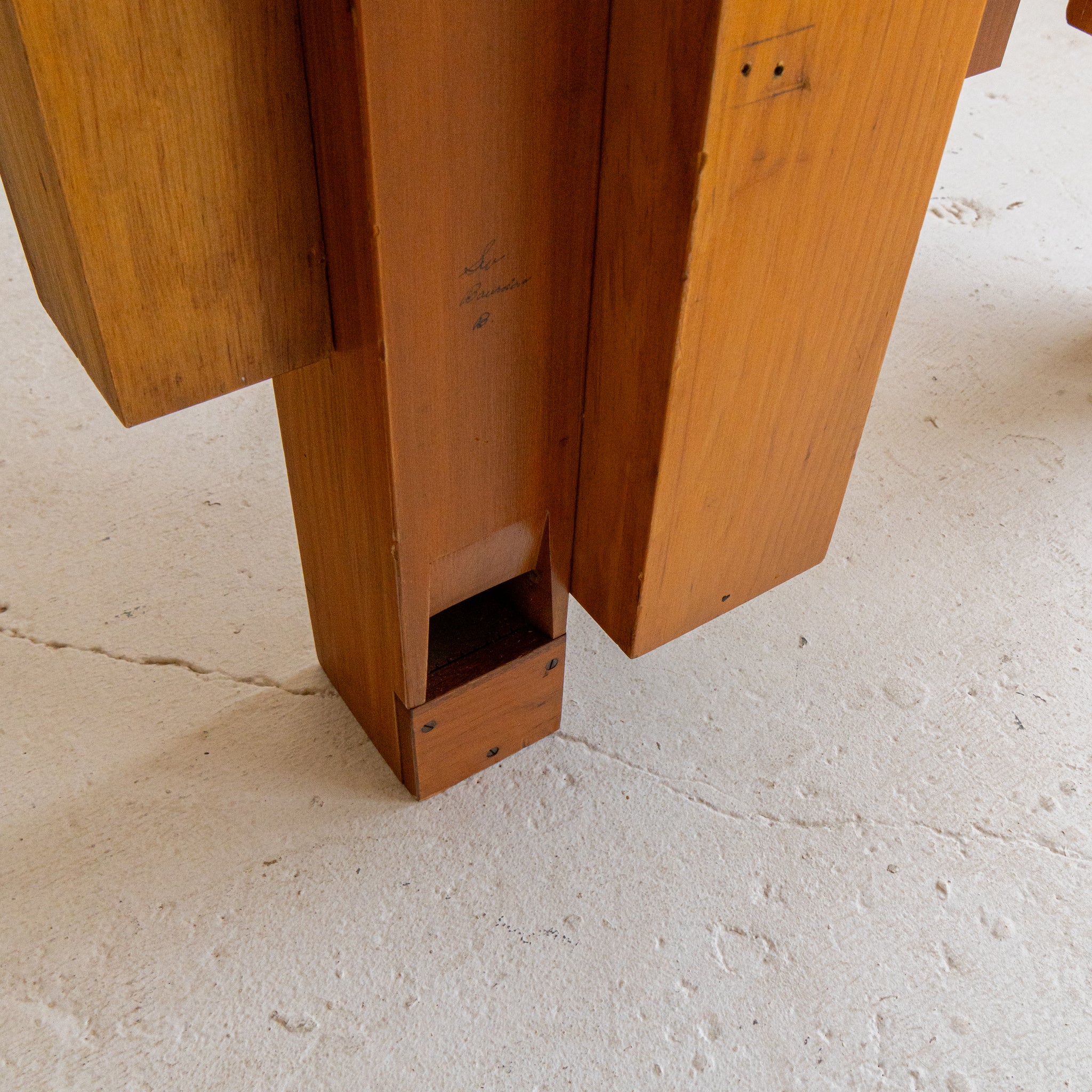 pipe organ entry table 10 close up detail pine reclaimed wood