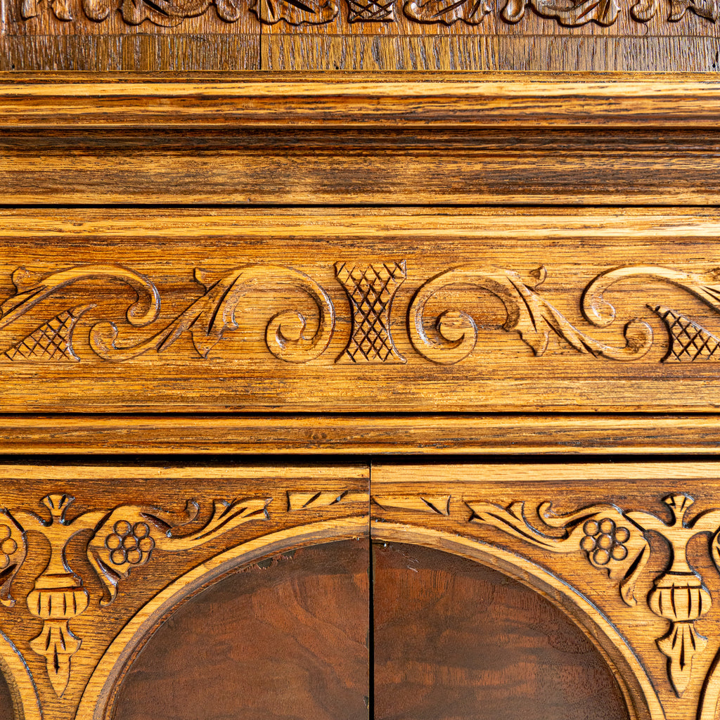 antique Jacobean cabinet detail view