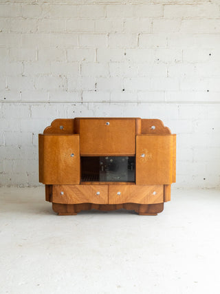 1930's Art Deco Maple Burl Bar
