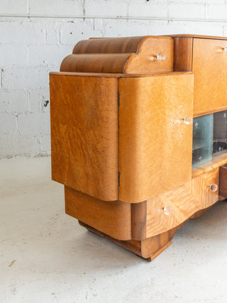 1930's Art Deco Maple Burl Bar