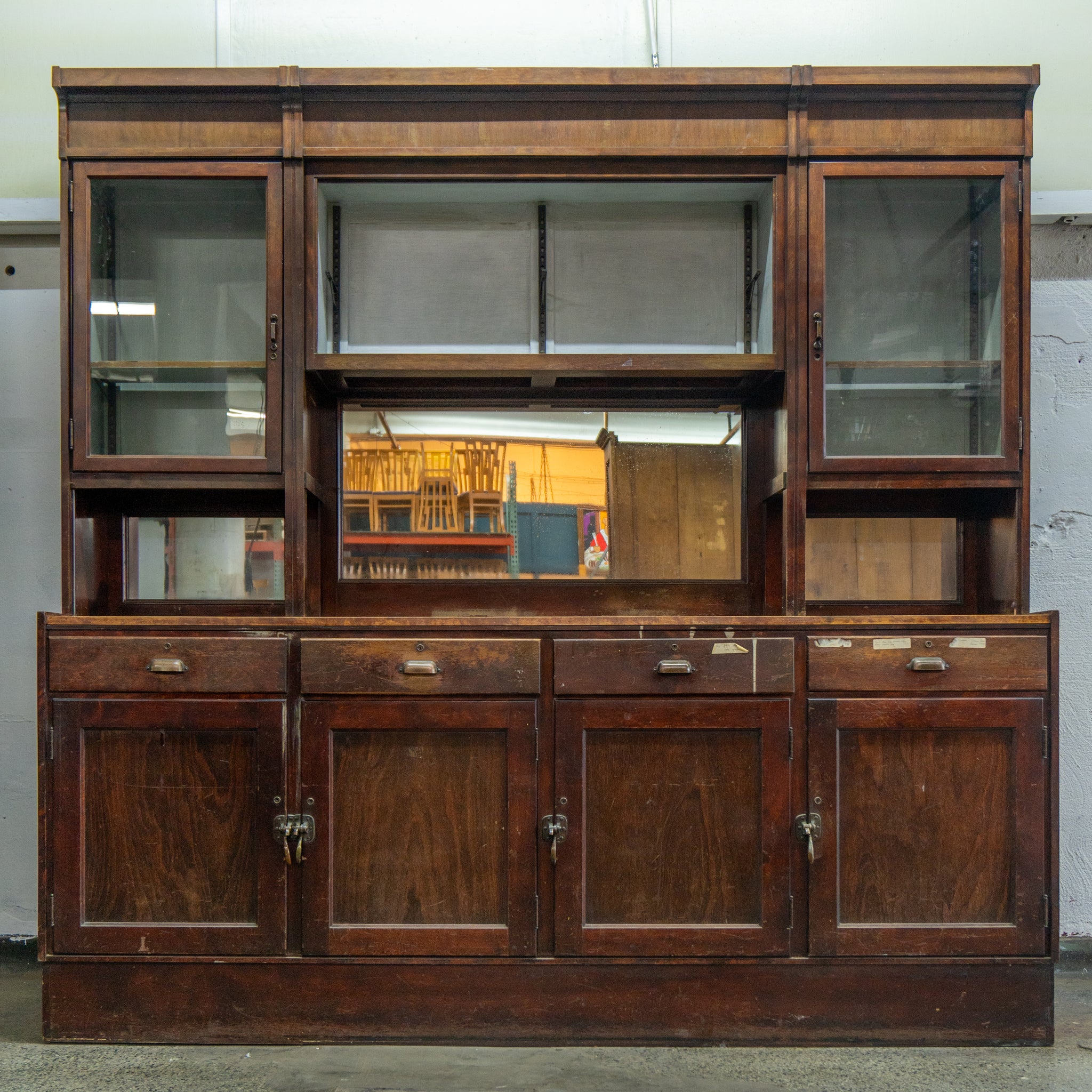 Large Oak Antique Back Bar – Woodward Throwbacks
