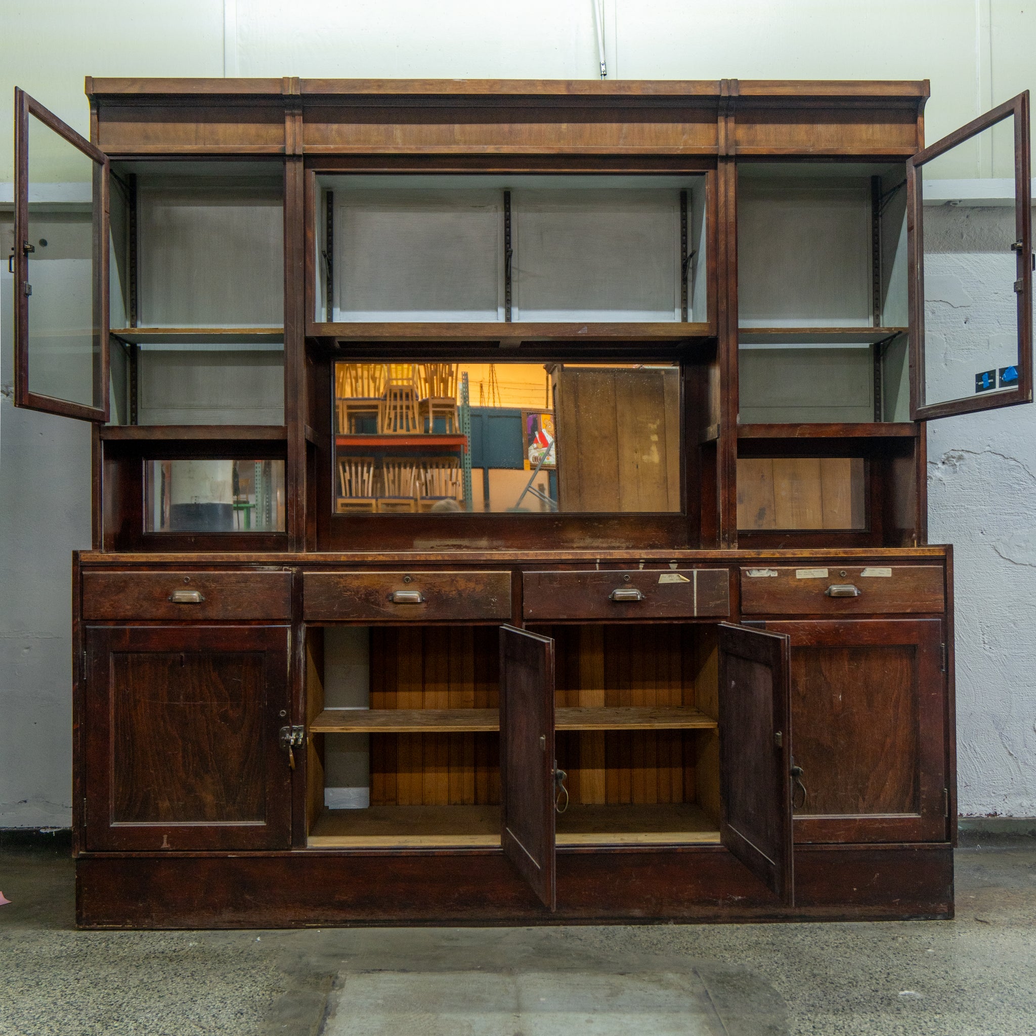 Large Oak Antique Back Bar – Woodward Throwbacks