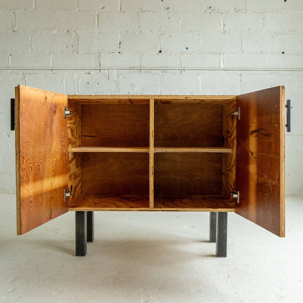 BBQ Cabinet 1 inside view reclaimed wood