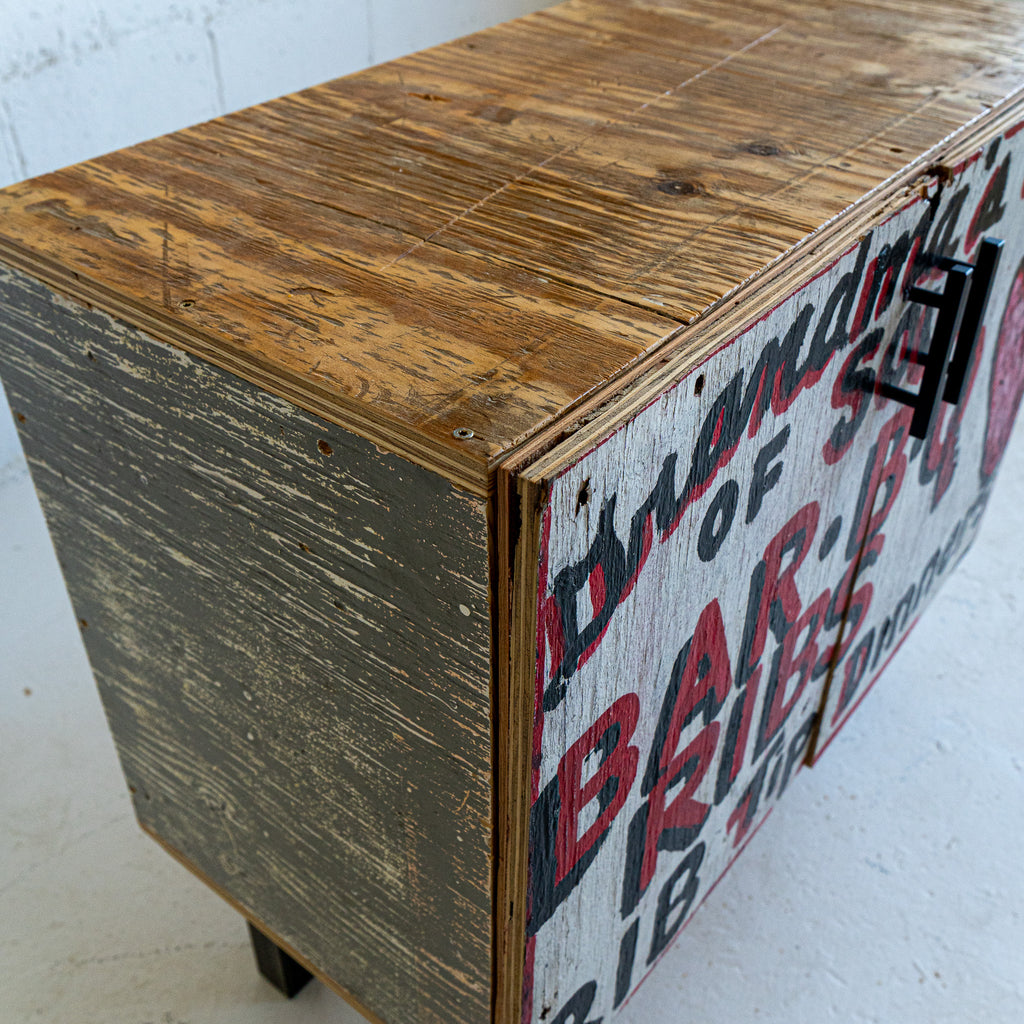 BBQ Cabinet 1 top view reclaimed wood