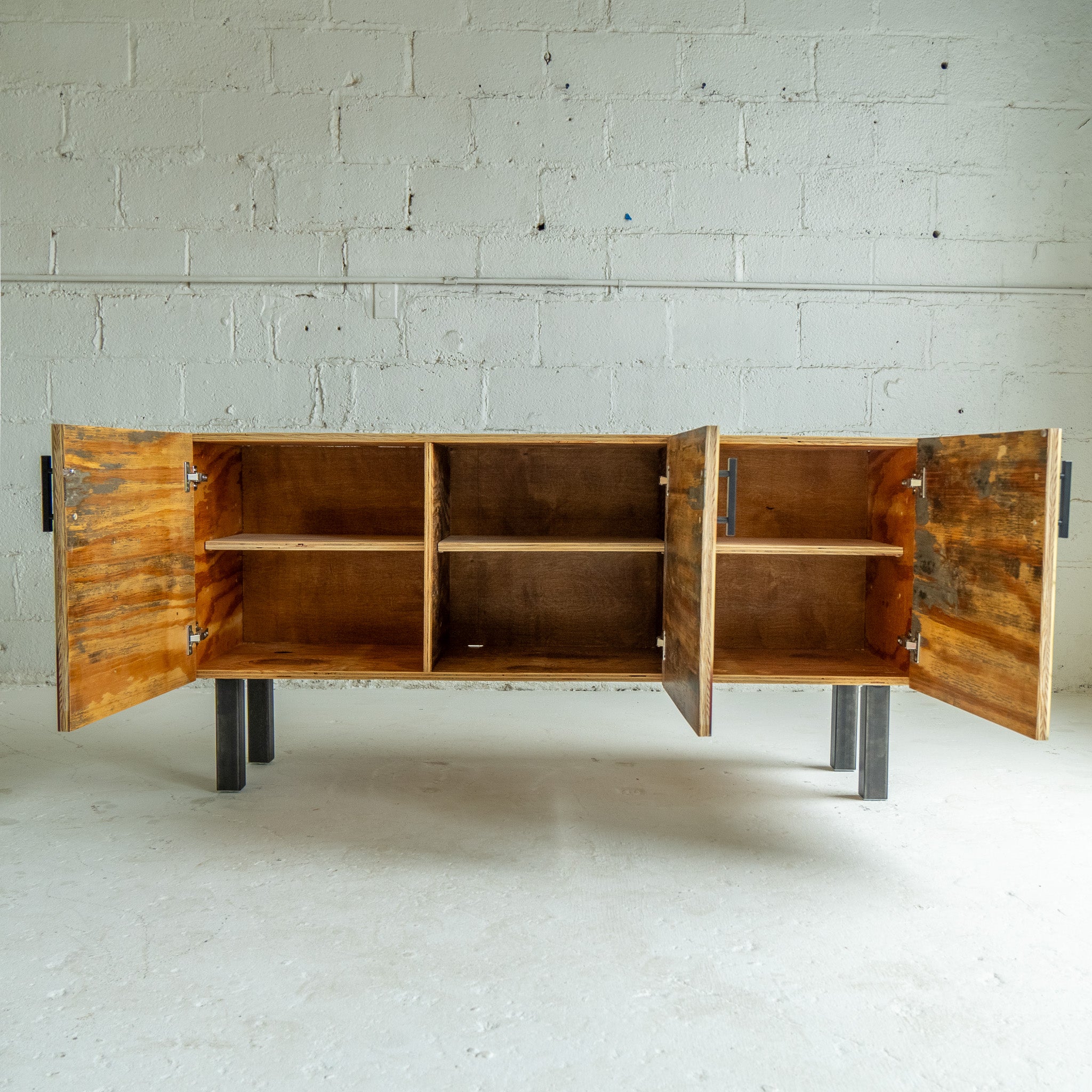bowling credenza inside view reclaimed wood