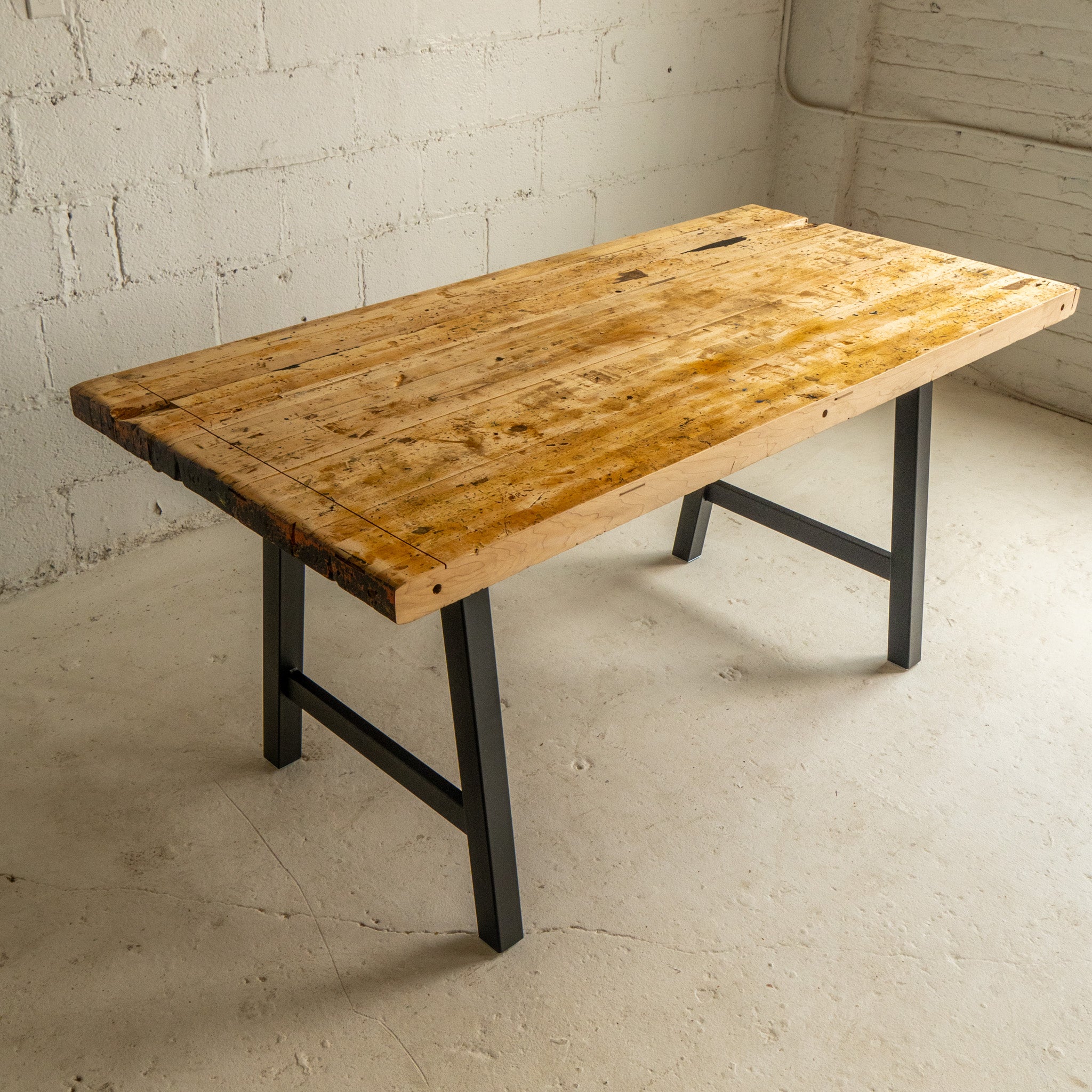 Industrial Butcher Block Dining Table | Reclaimed Wood