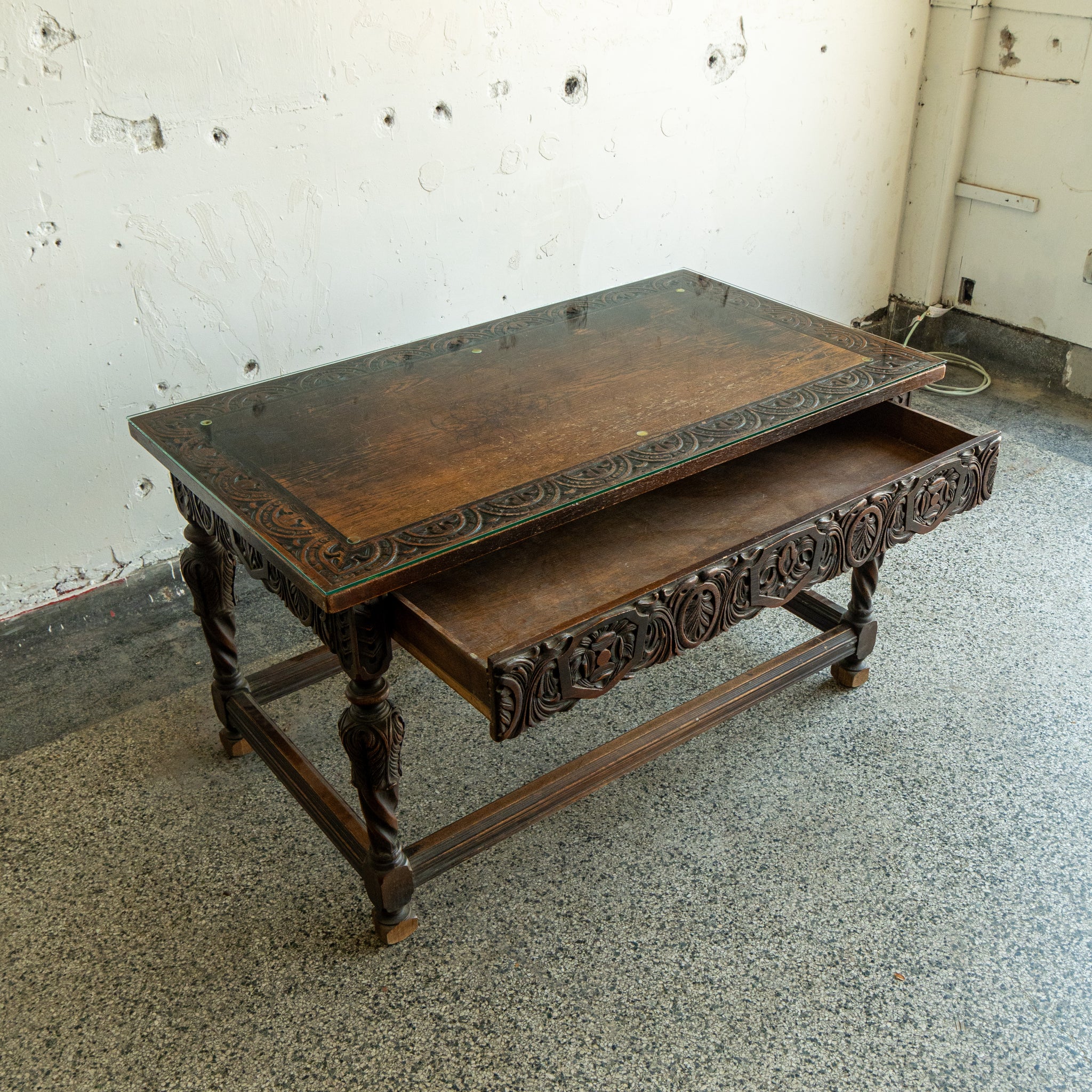 Antique Oak Library Table