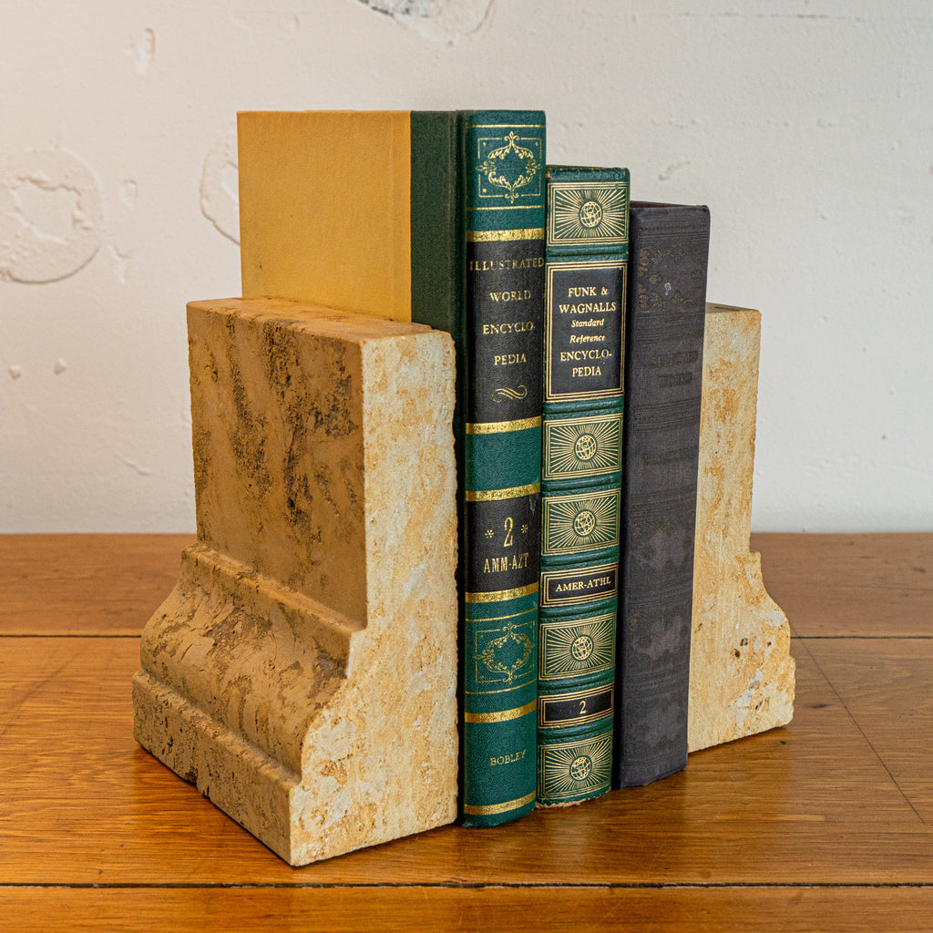 MCS Bookends limestone with books