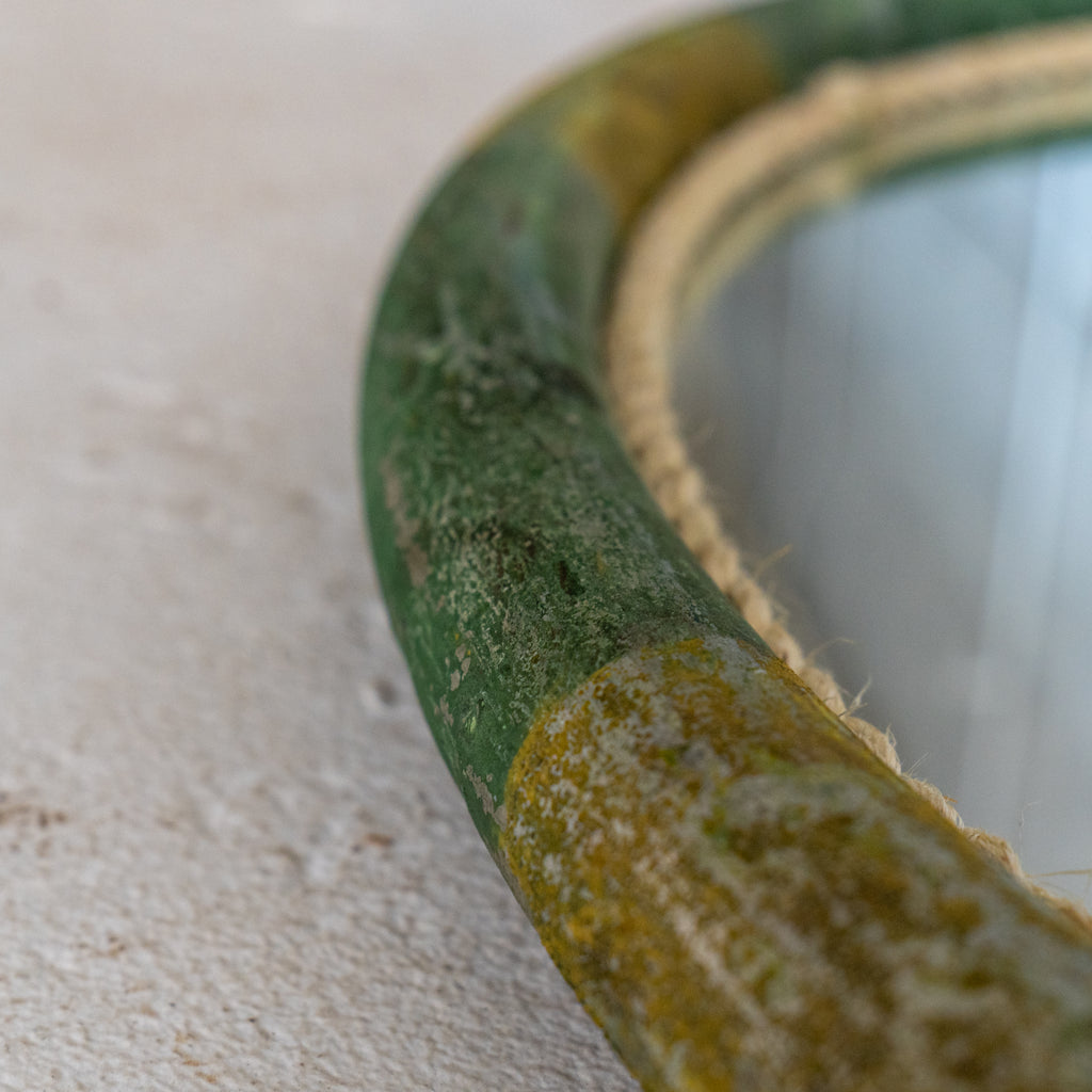 vintage circus ring mirror green detail view