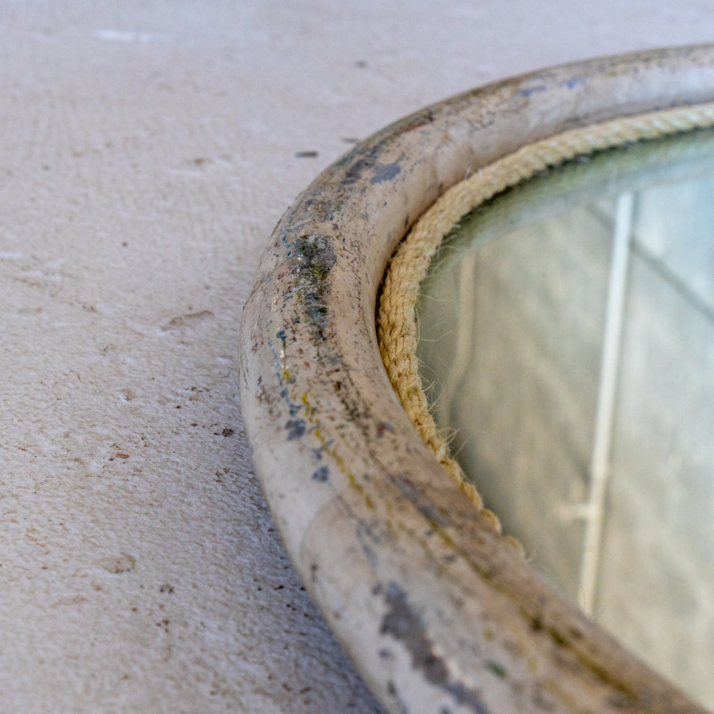 vintage circus ring mirror white detail view