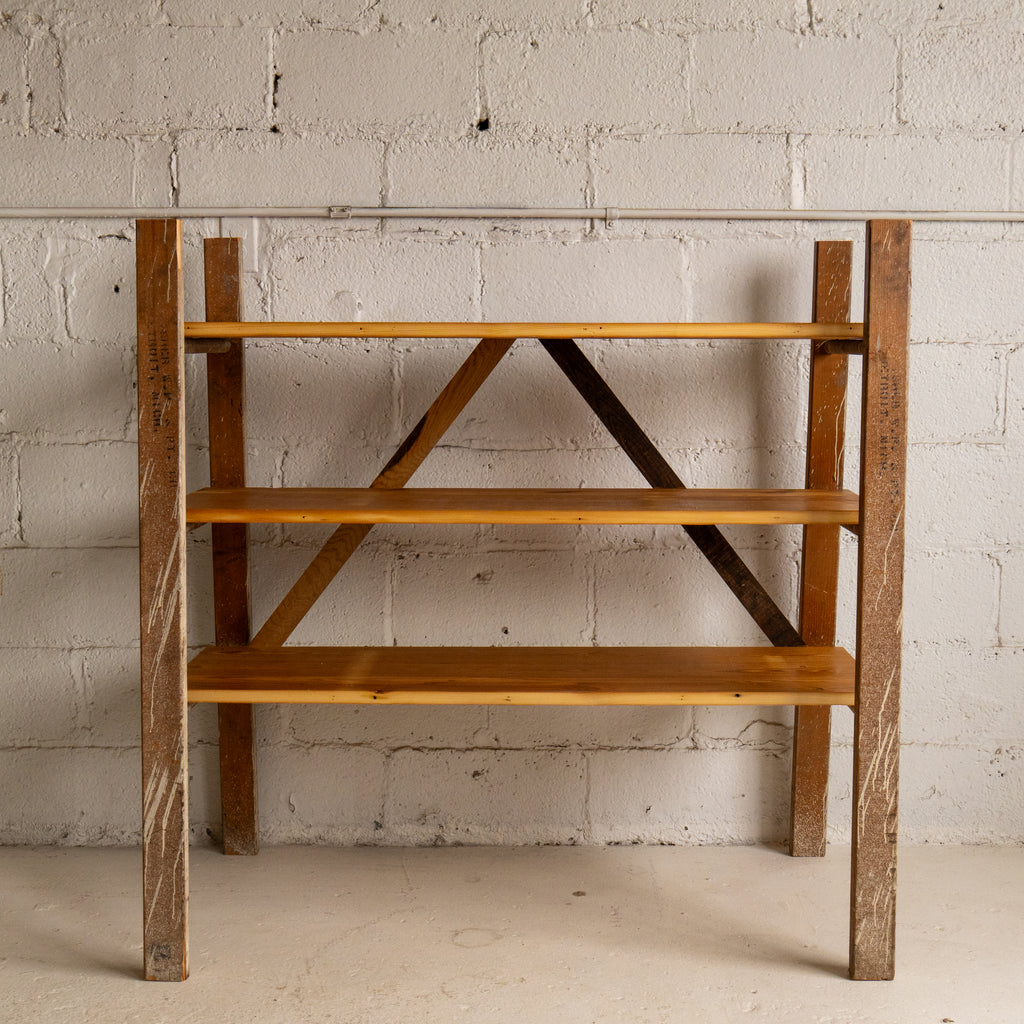ladder bookcase 1 front view reclaimed wood