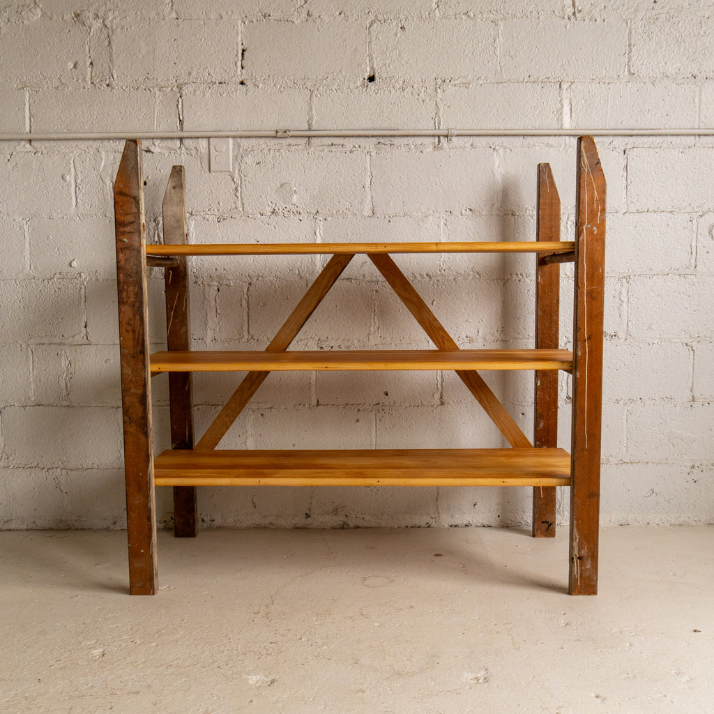 Ladder bookcase 3 front view reclaimed wood