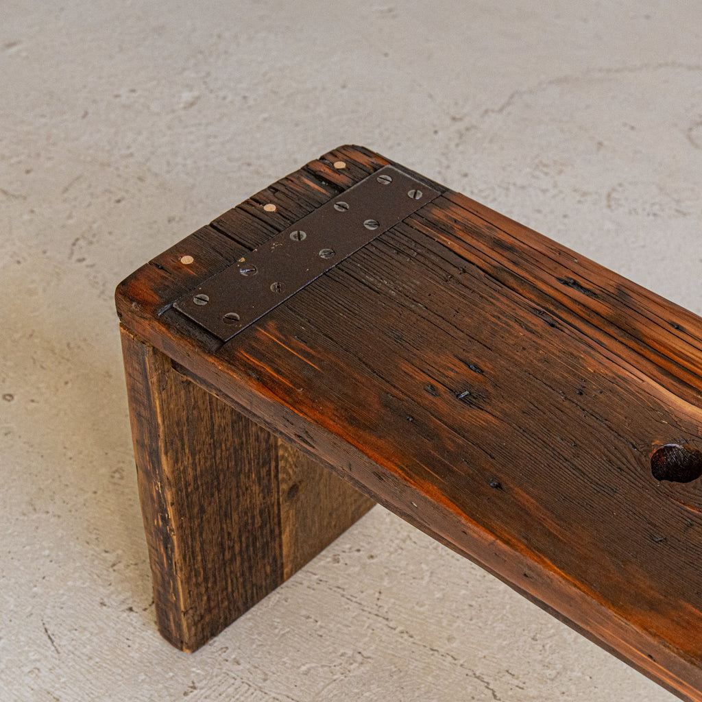 Ella Bench top view reclaimed wood