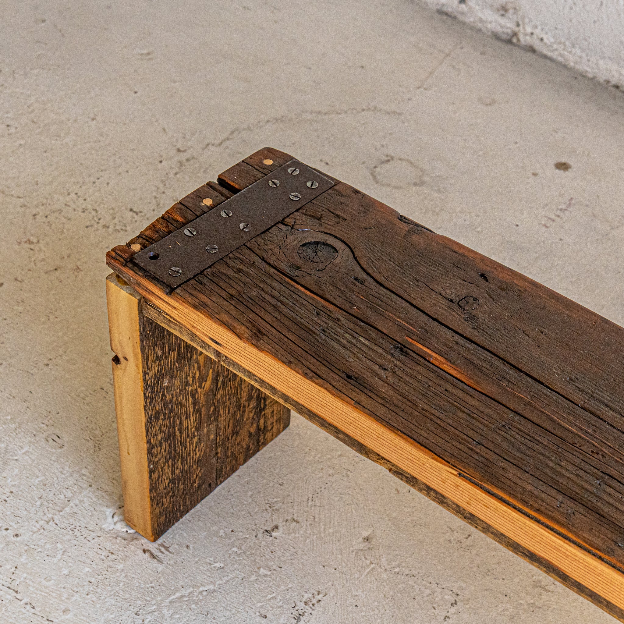 Ella Bench full view reclaimed wood