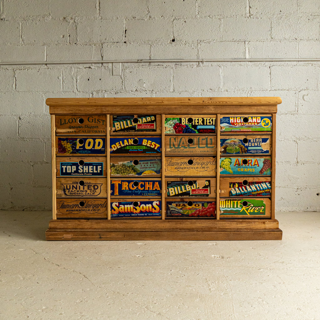 fruit crate apothecary cabinet 1 front view reclaimed wood