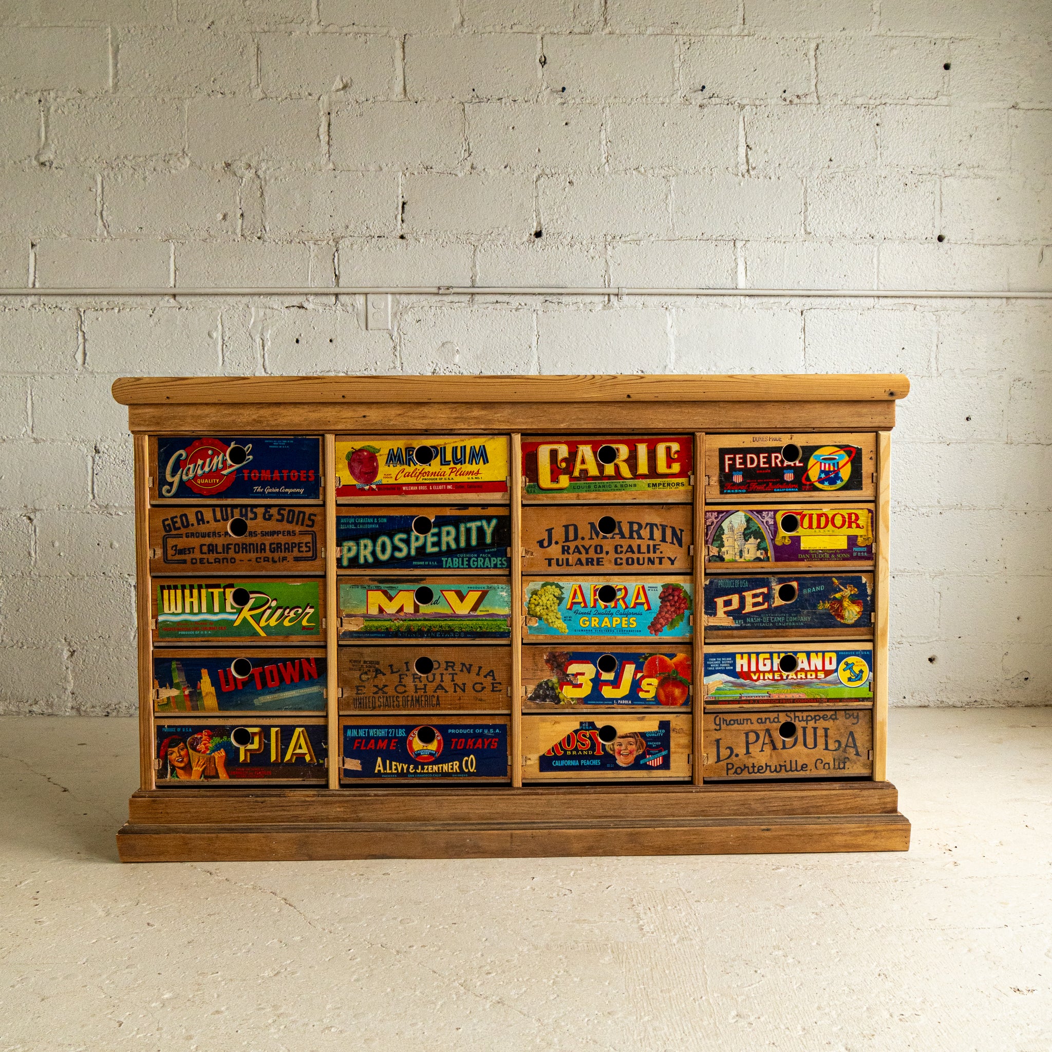 fruit crate apothecary cabinet 2 front view reclaimed wood