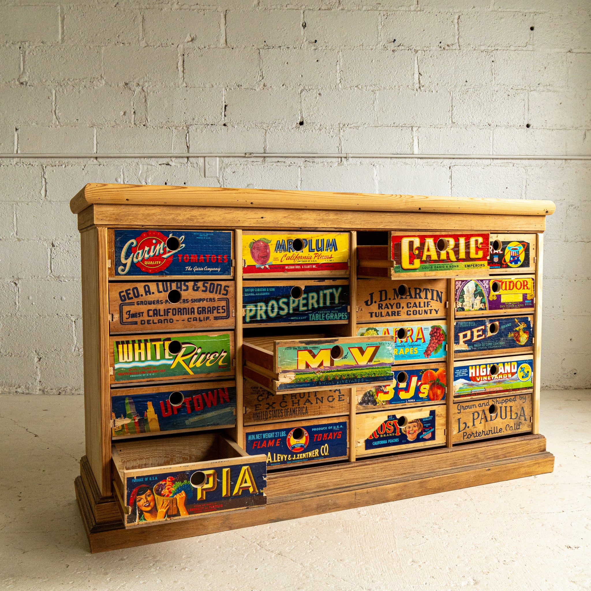 fruit crate apothecary cabinet 2 full view reclaimed wood