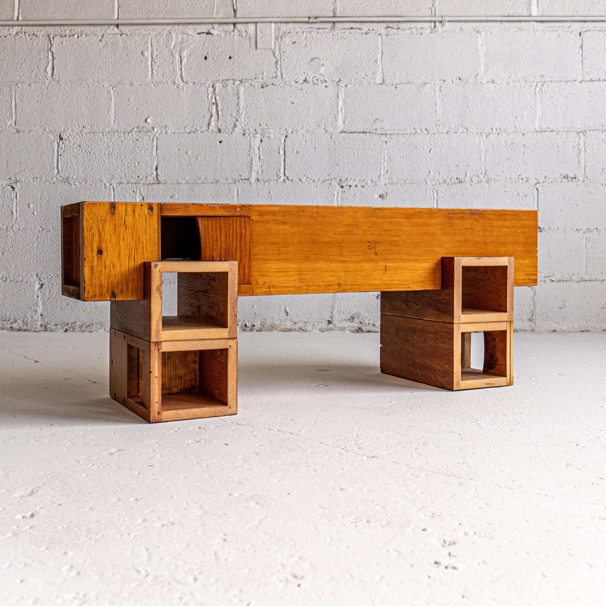 pipe organ bench 1 full view reclaimed wood