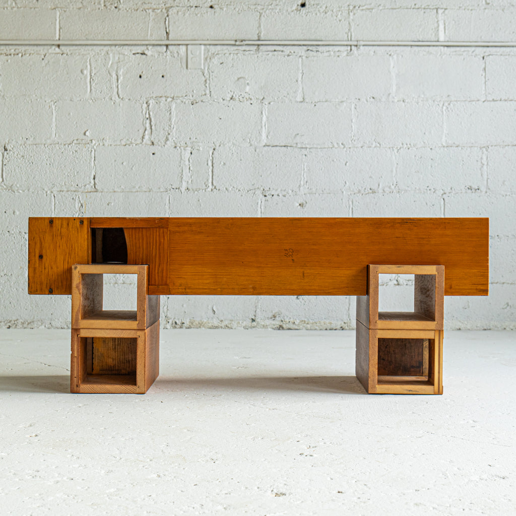 pipe organ bench 1 front view reclaimed wood