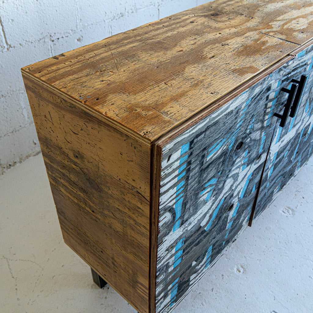 farmer market credenza top view reclaimed wood
