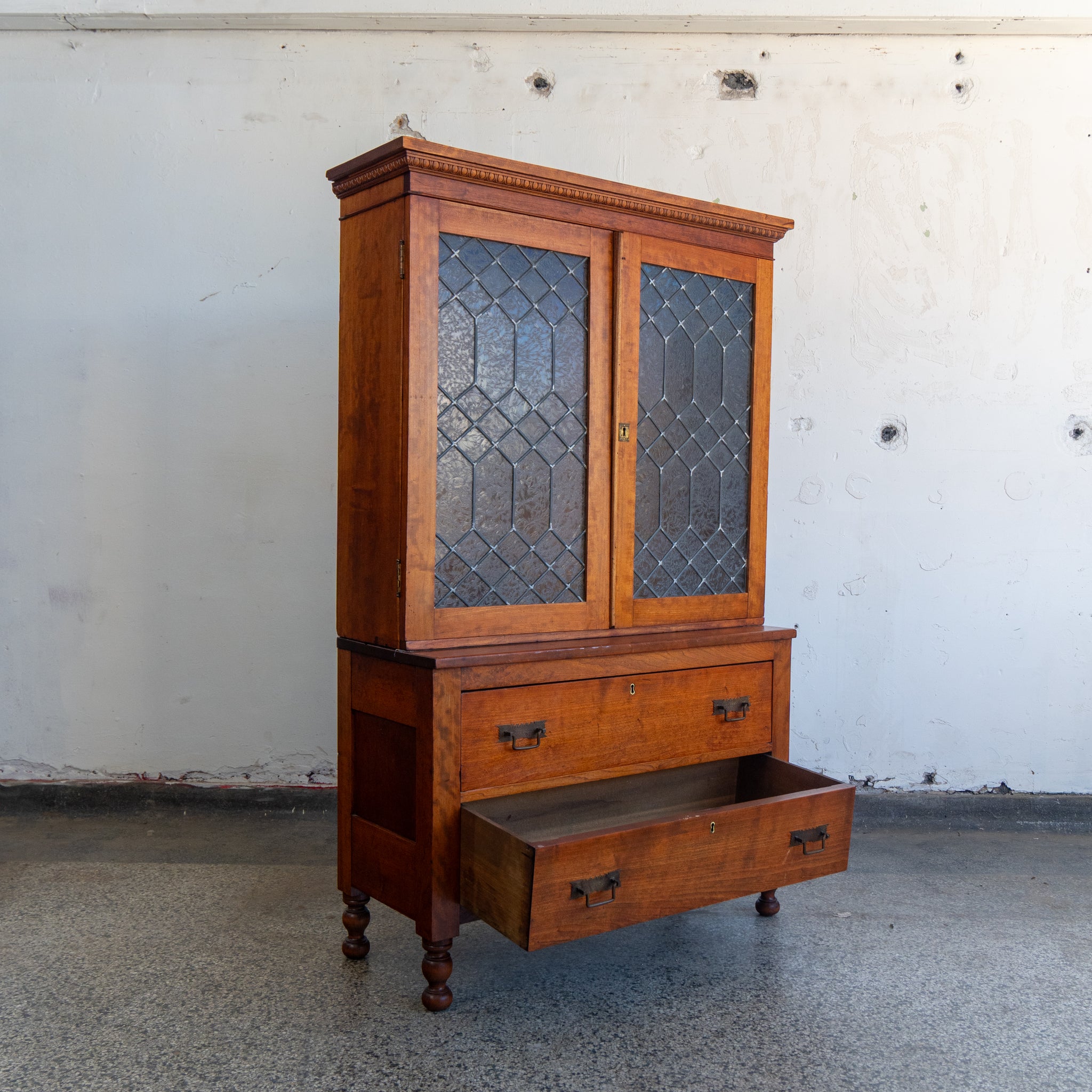 Frosted Leaded Glass Cabinet