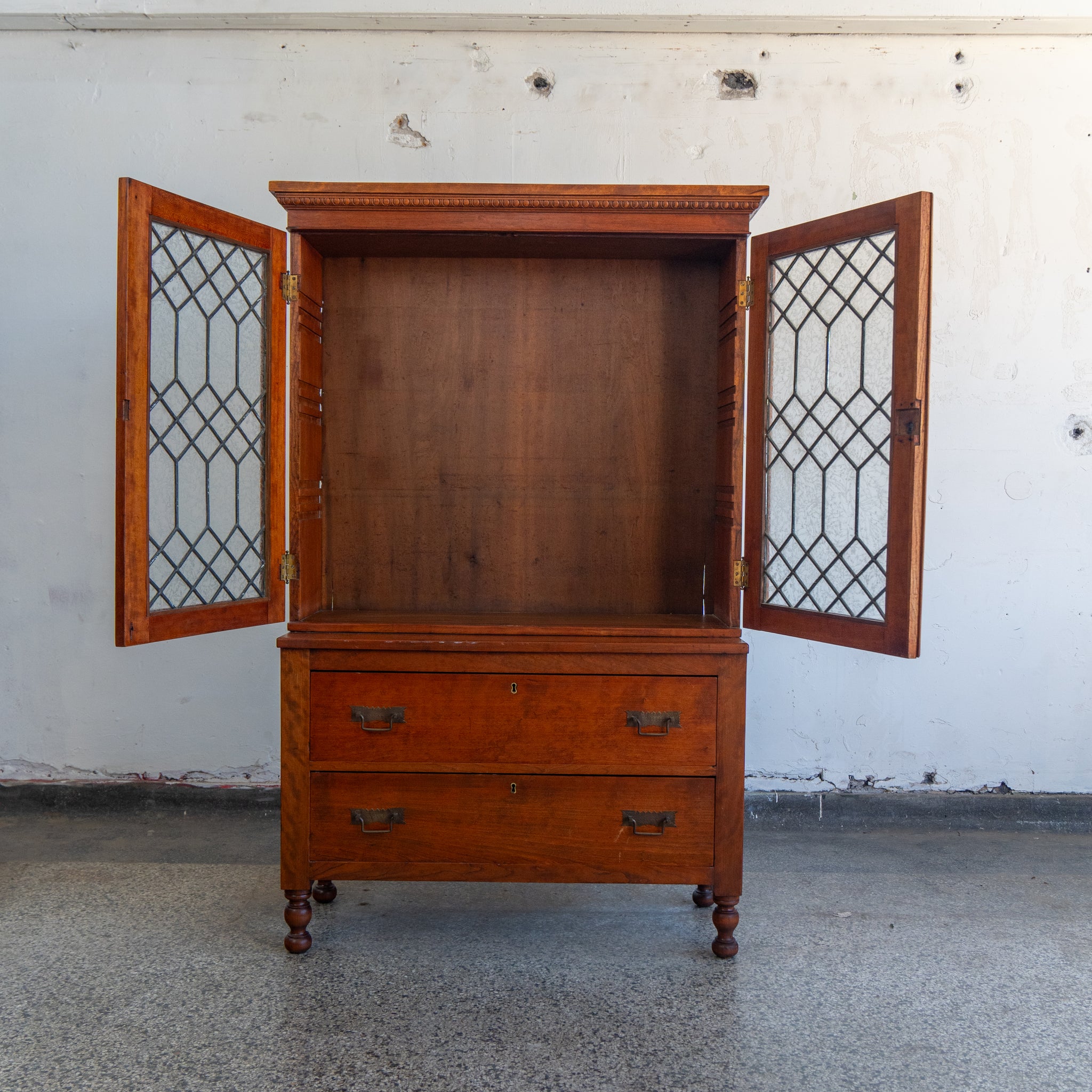 Frosted Leaded Glass Cabinet