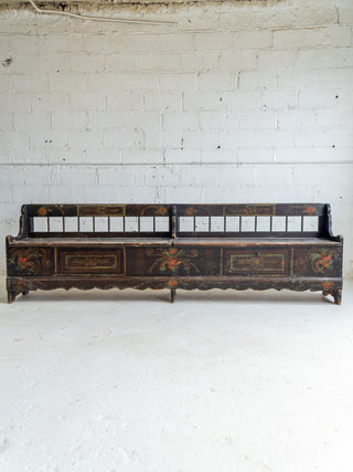 Hand Painted Antique Pine European Bench