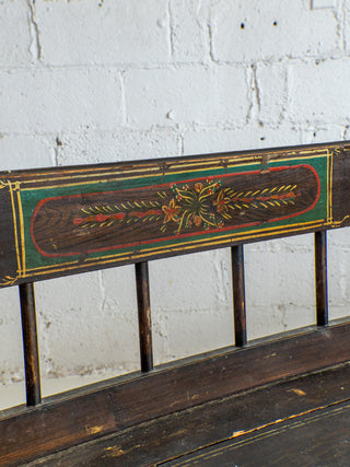Hand Painted Antique Pine European Bench