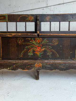 Hand Painted Antique Pine European Bench