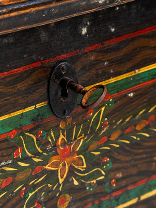 Hand Painted Antique Pine European Bench
