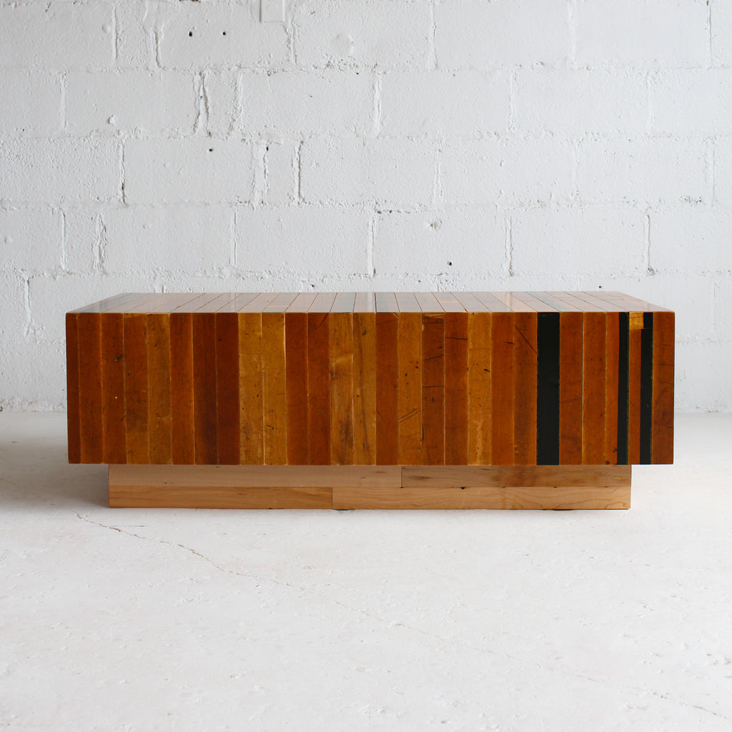 modern block coffee table 2 front view reclaimed wood basketball flooring