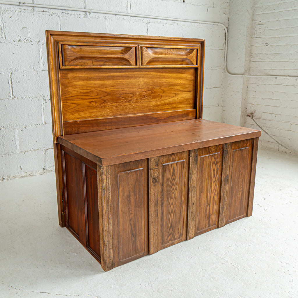 mcm headboard bench no 2 full view reclaimed wood