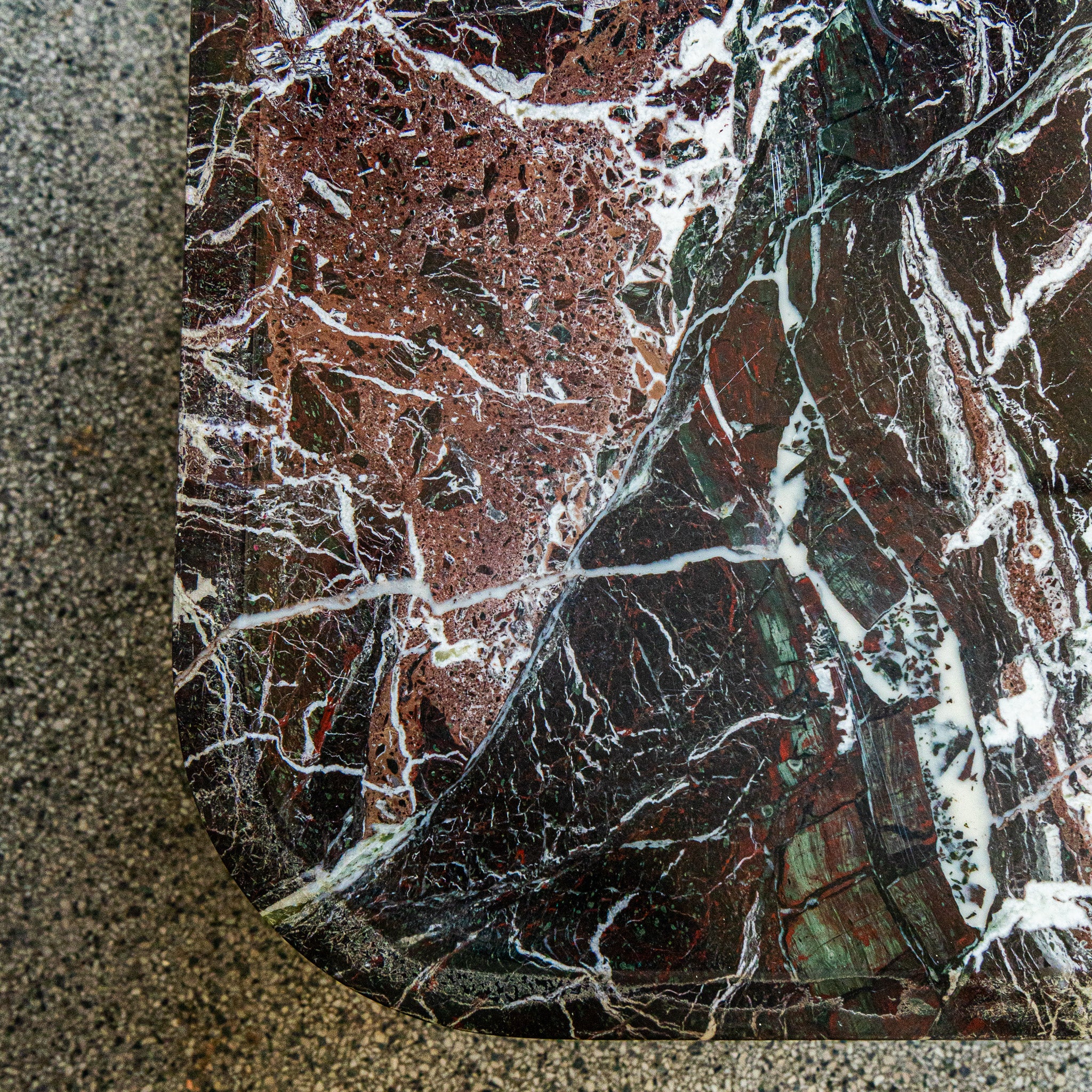 marble coffee table top and detail view