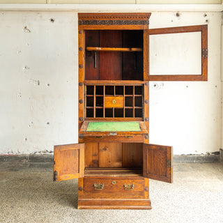 Victorian Oak Secretary Cabinet