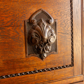 Victorian Oak Secretary Cabinet