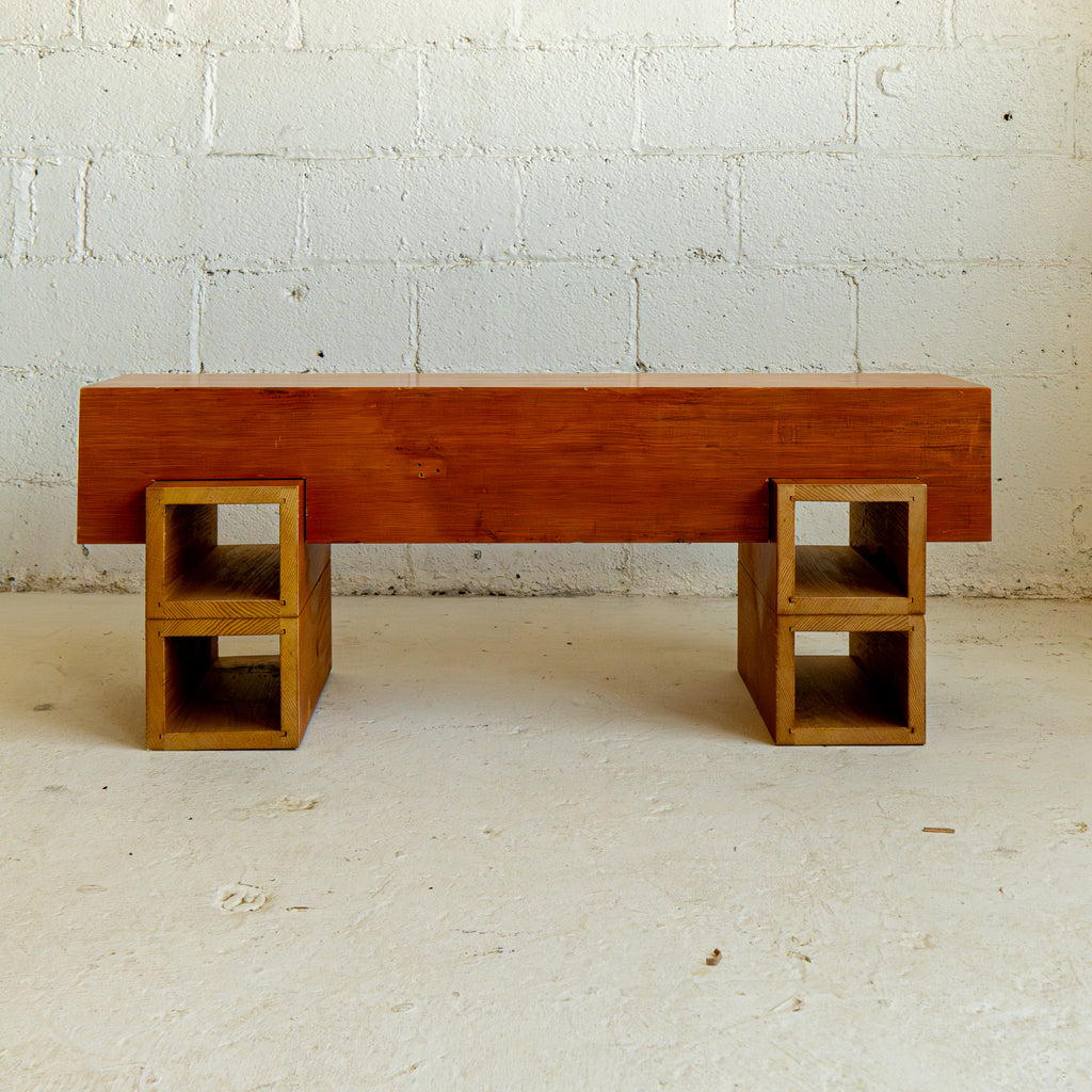 pipe organ bench 5 front view reclaimed wood