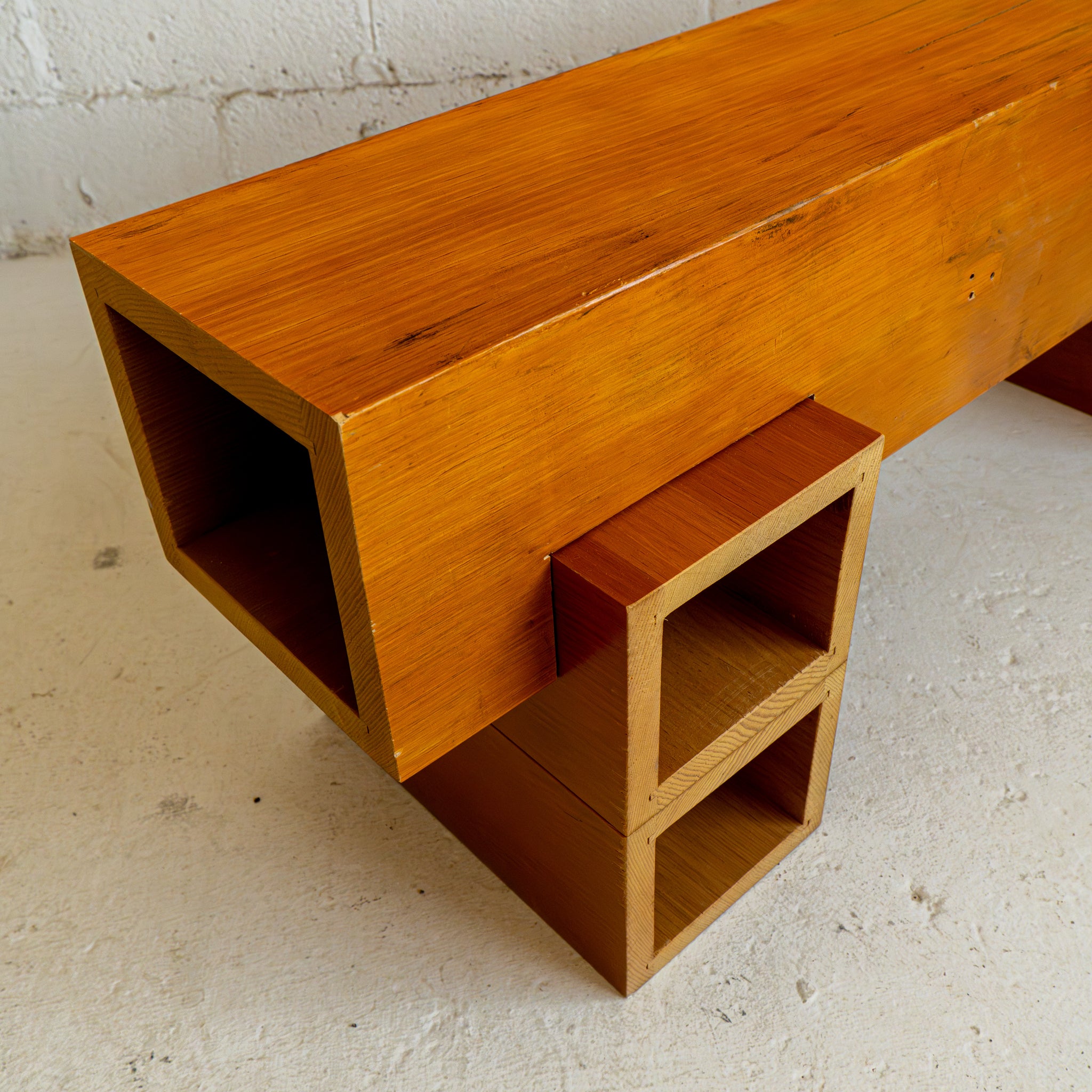 pipe organ bench 5 top view reclaimed wood