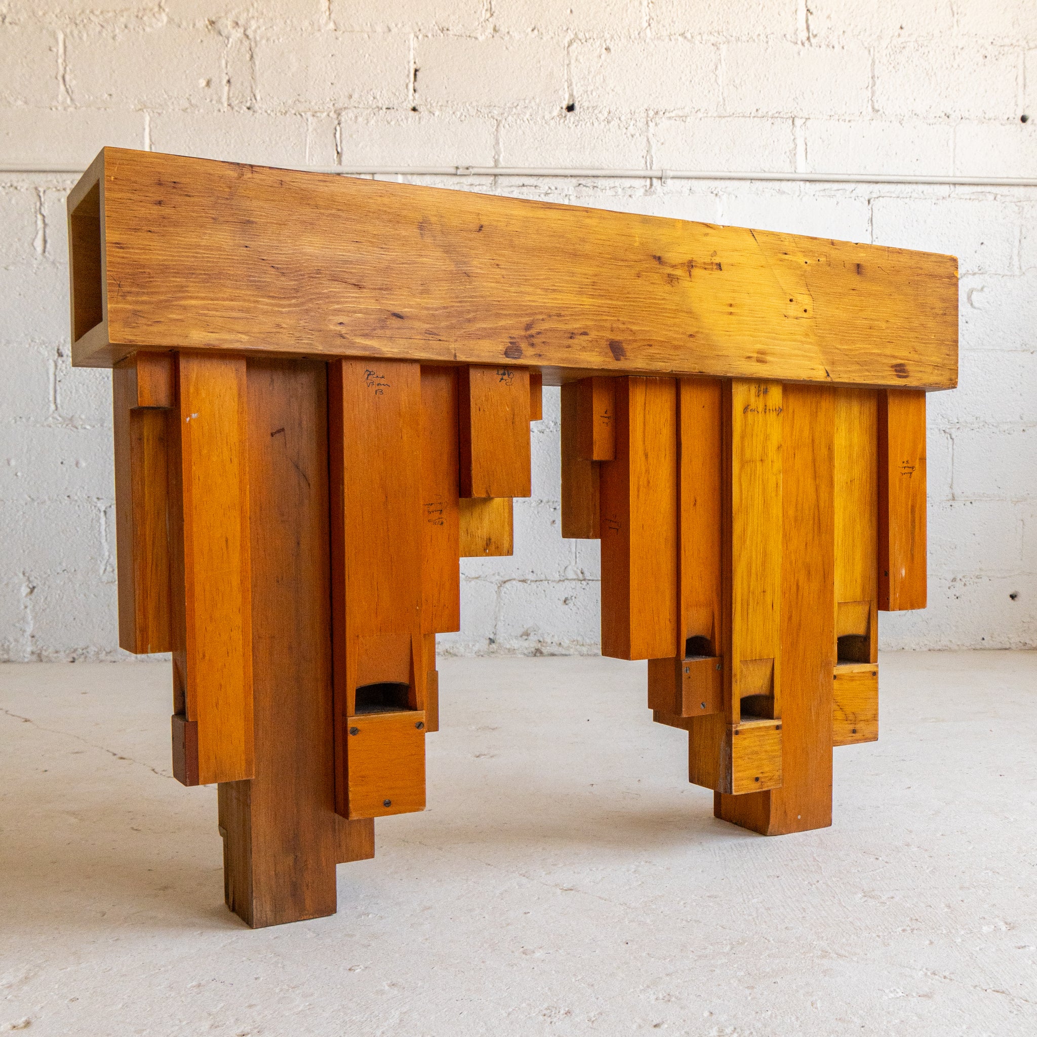 pipe organ entry table 4 full view reclaimed wood