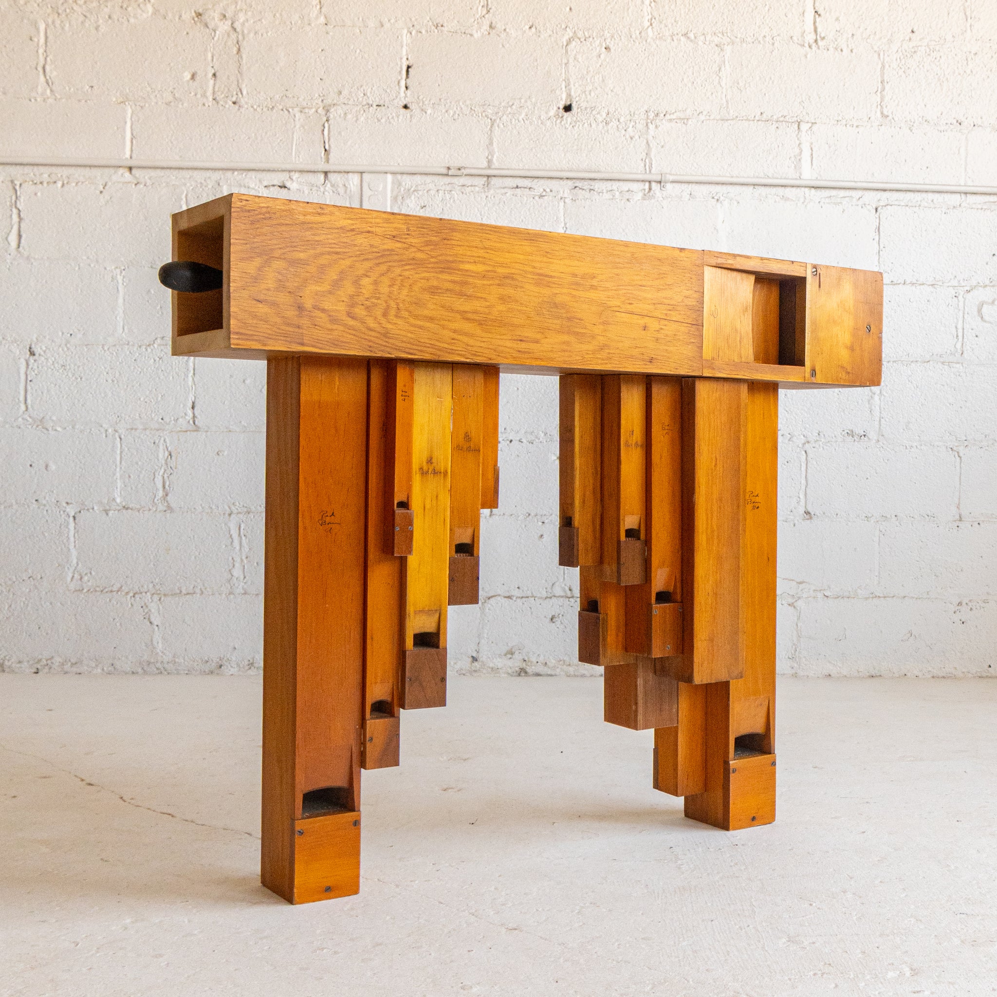 pipe organ entry table 8 full view reclaimed wood