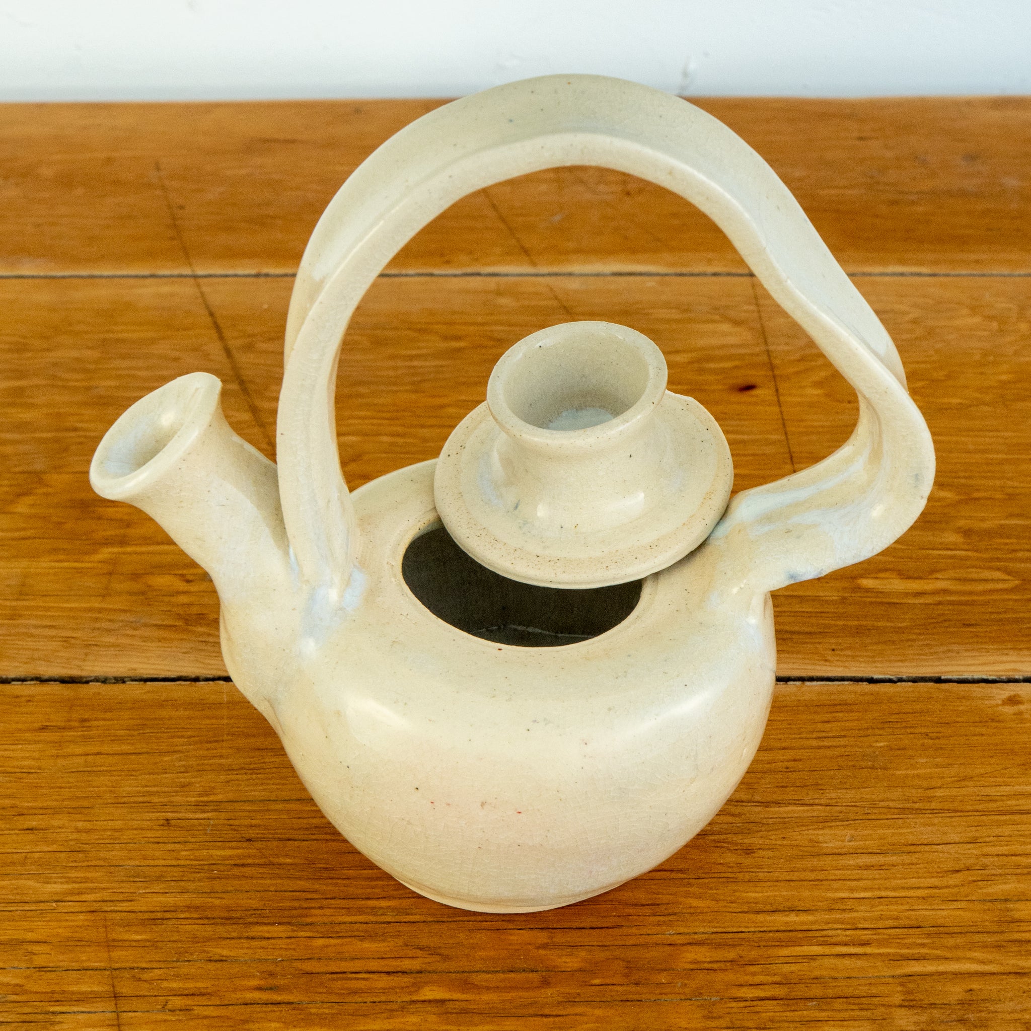 ceramic tea pot white full view