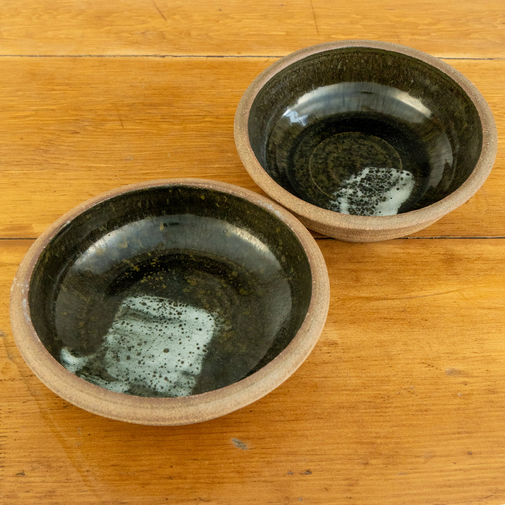 hand made black stoneware bowls set view