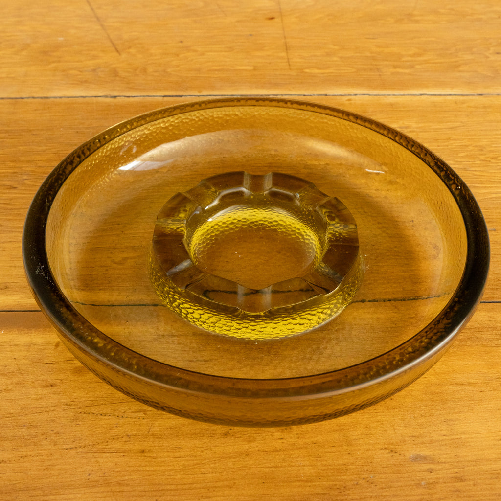 vintage amber glass ashtray