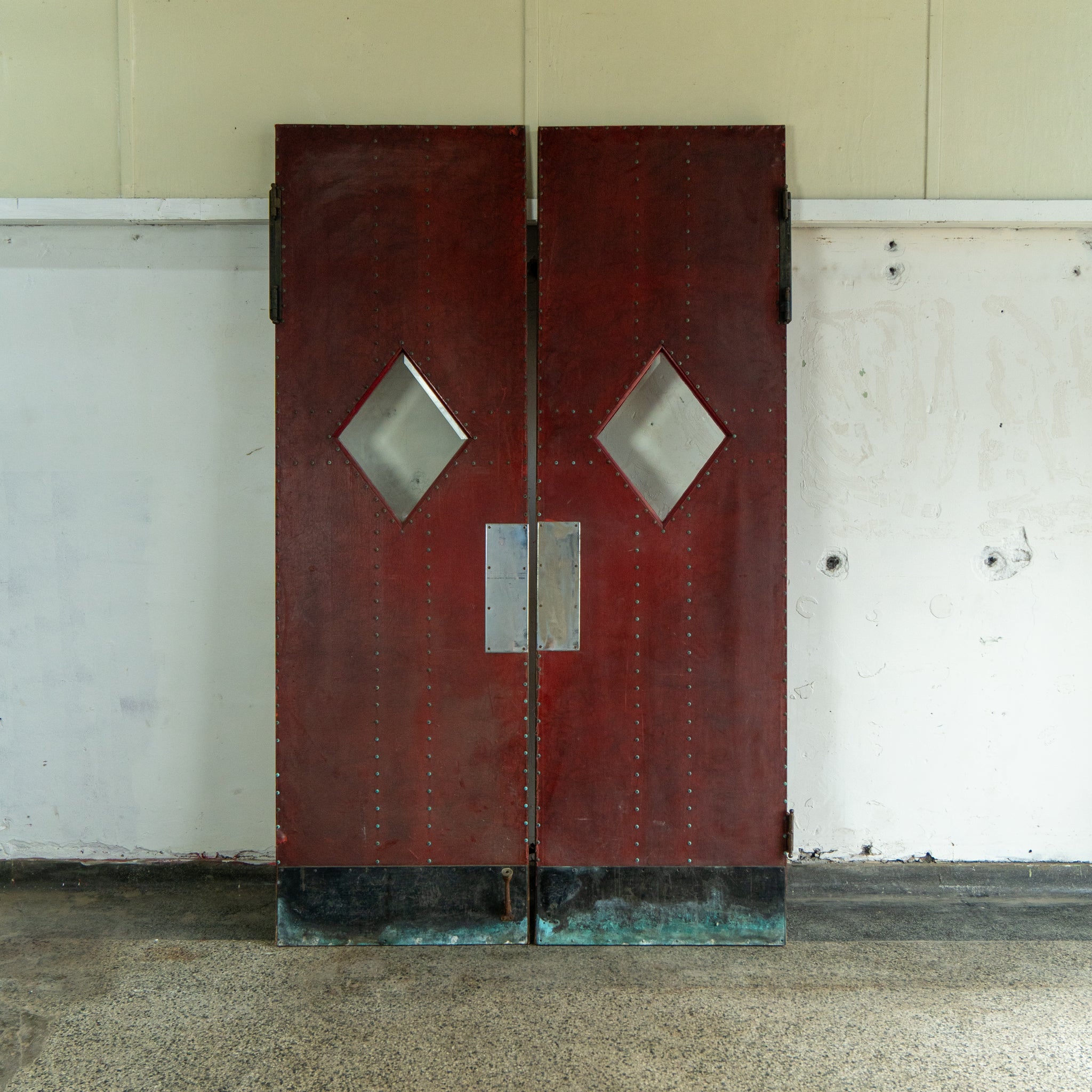 Antique Leather Wrapped Theater Doors
