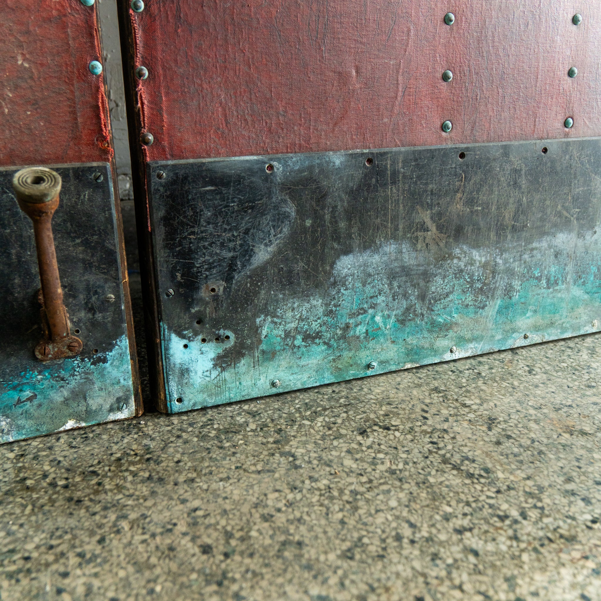 Antique Leather Wrapped Theater Doors