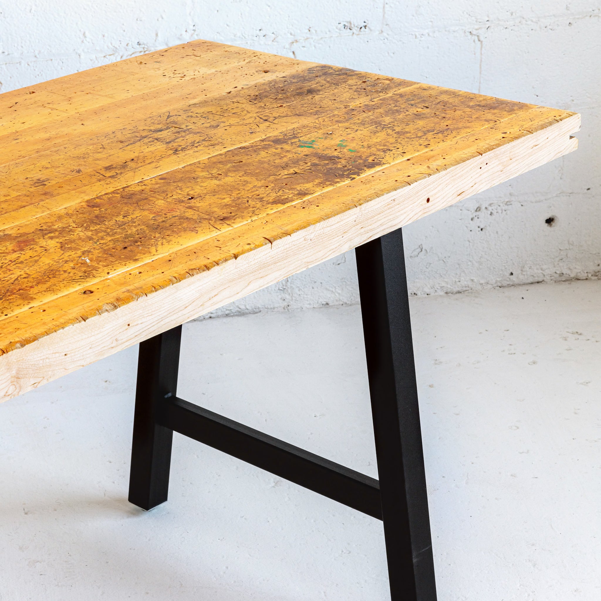 industrial butcher block top view reclaimed wood