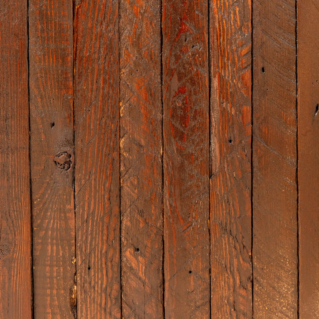 Modern Lath Credenza Mocha up close reclaimed wood sample