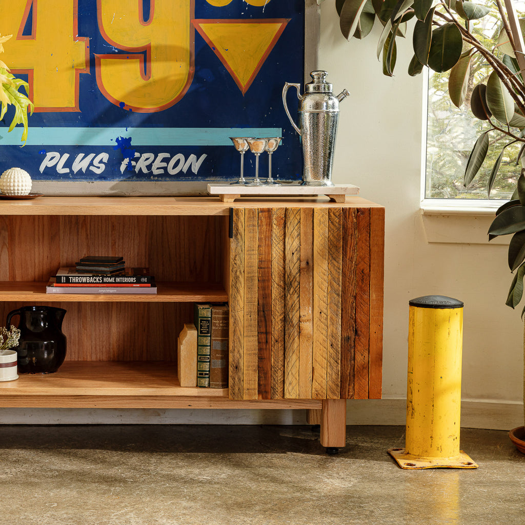 Modern Lath Credenza Natural Credenza in living room